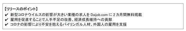 コロナ無償支援リリース_リリースのポイント