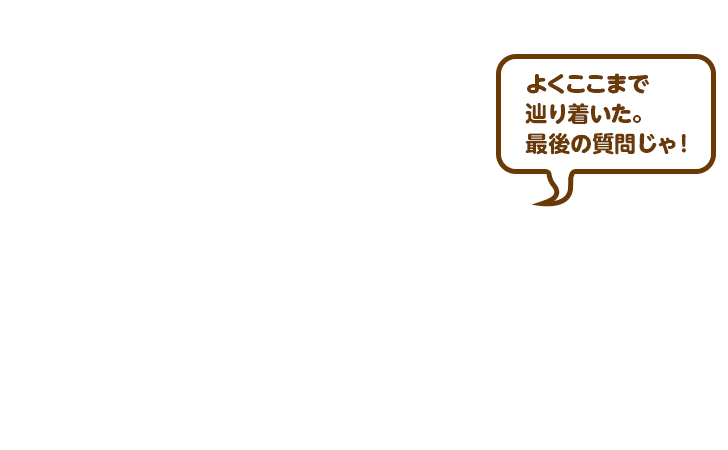 よくここまで辿り着いた。最後の質問じゃ！